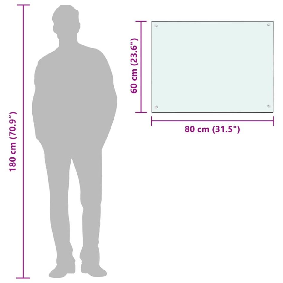 Protección salpicaduras cocina vidrio templado blanco 80x60