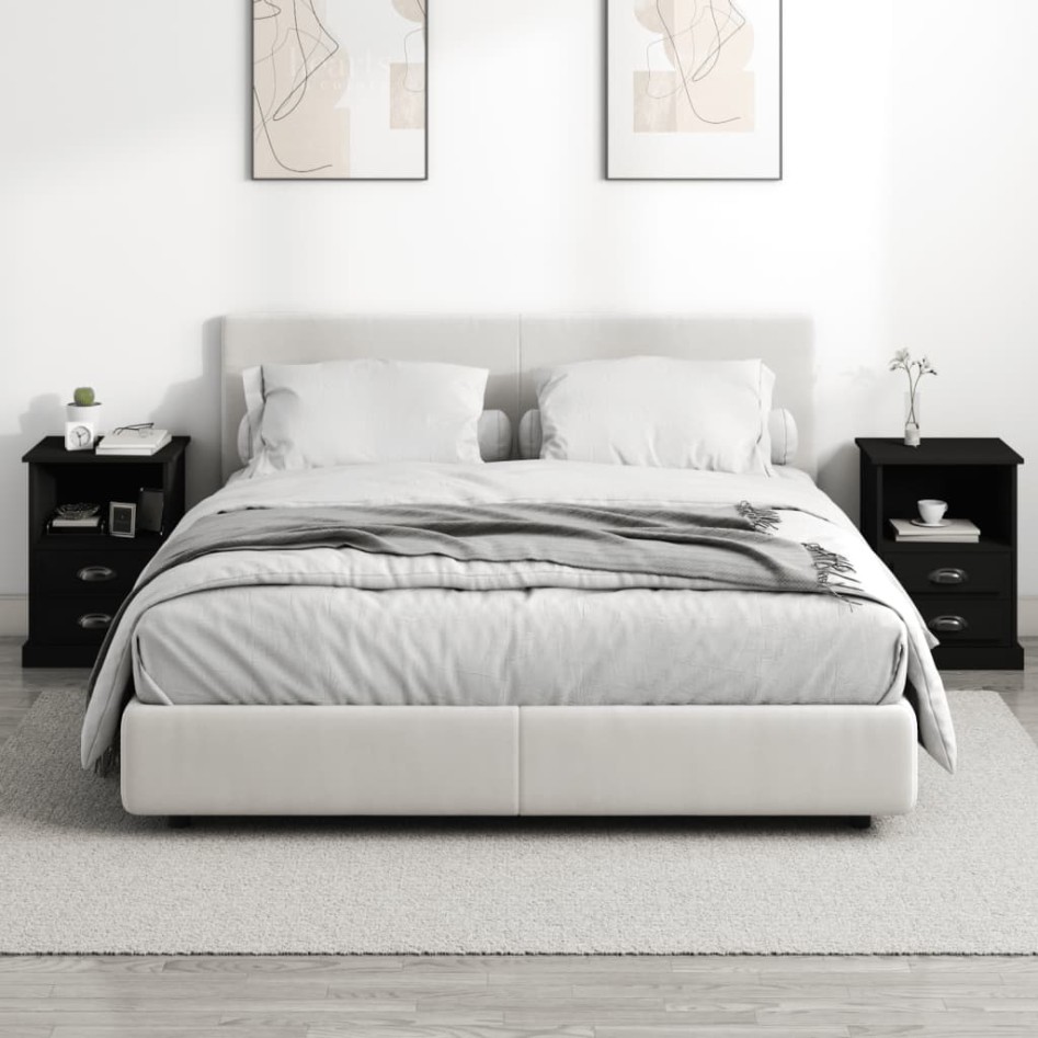 Mesitas de noche 2 unidades negro 43x36x60