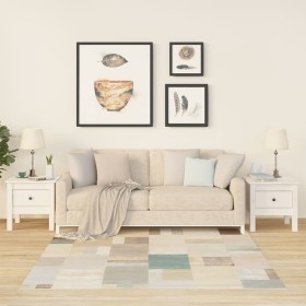 Mesa auxiliar 2 uds de madera maciza de pino blanco 40x40x39