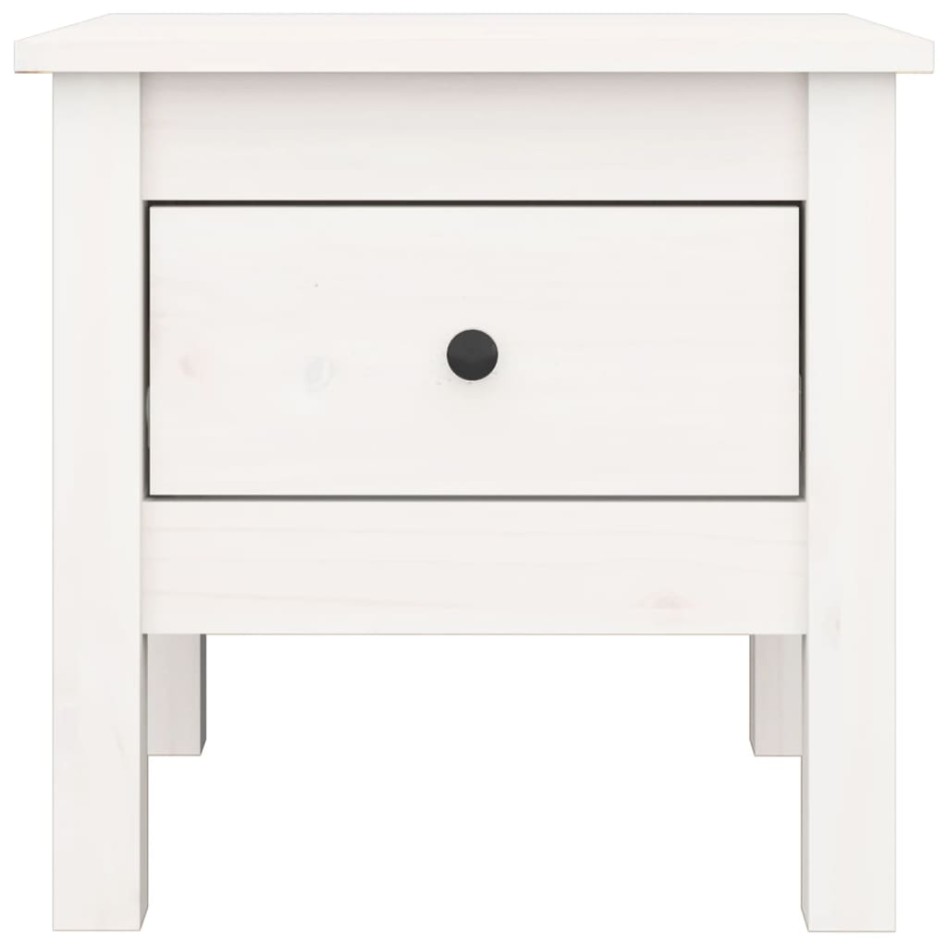 Mesa auxiliar 2 uds de madera maciza de pino blanco 40x40x39