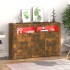 Aparador con luces LED roble ahumado 115,5x30x75