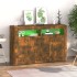 Aparador con luces LED roble ahumado 115,5x30x75