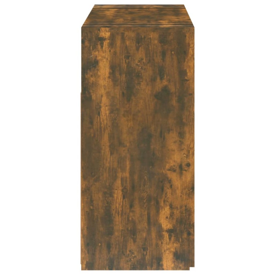 Aparador con luces LED roble ahumado 115,5x30x75