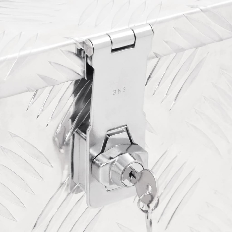 Caja de almacenaje de aluminio plateado 50x15x20,5