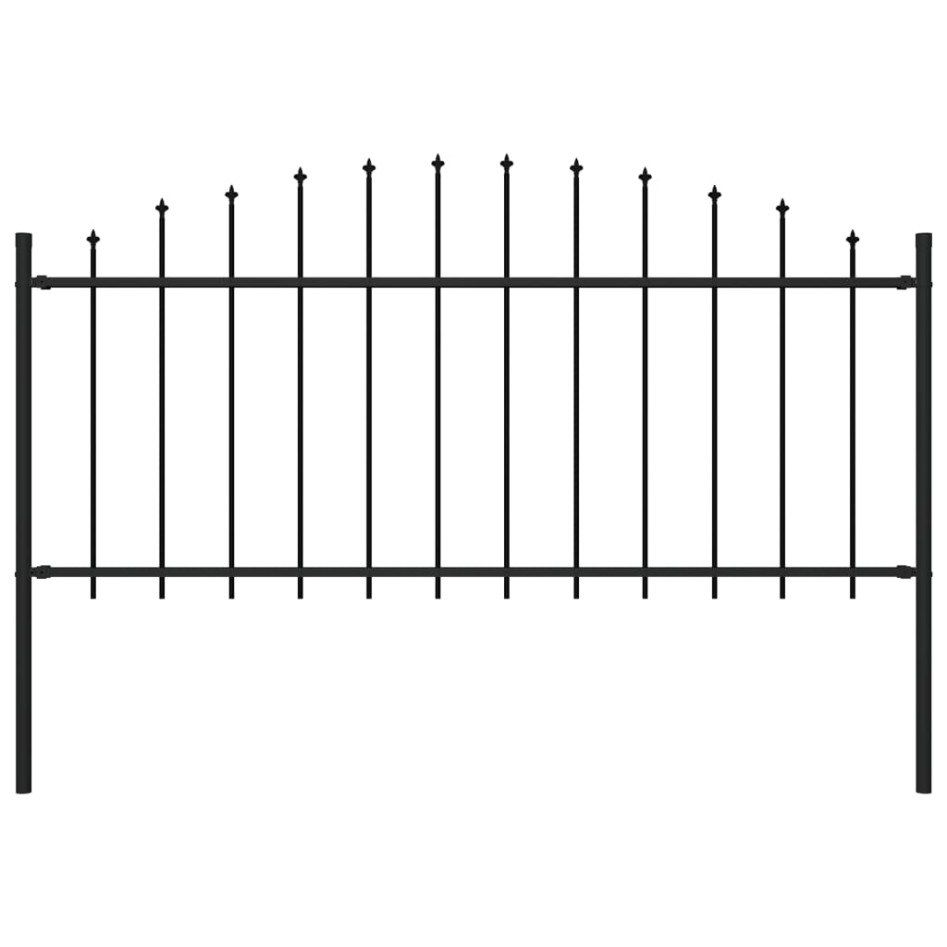 Valla de jardín con puntas acero negro (0,5-0,75)x1,7