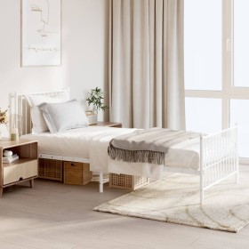 Estructura cama sin colchón con estribo metal blanco 90x200