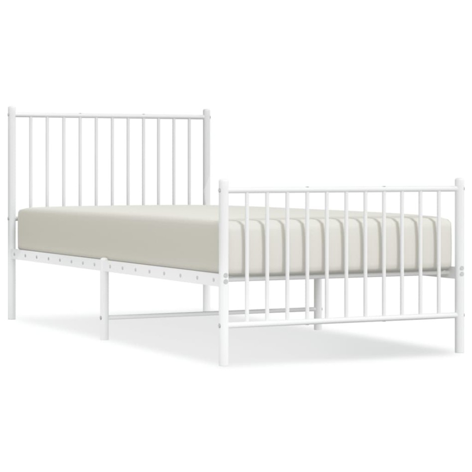 Estructura cama sin colchón con estribo metal blanco 90x200