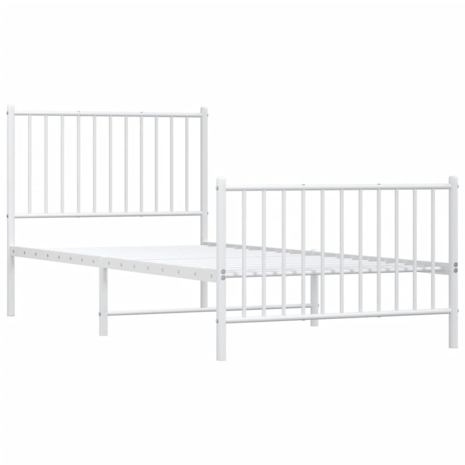 Estructura cama sin colchón con estribo metal blanco 90x200