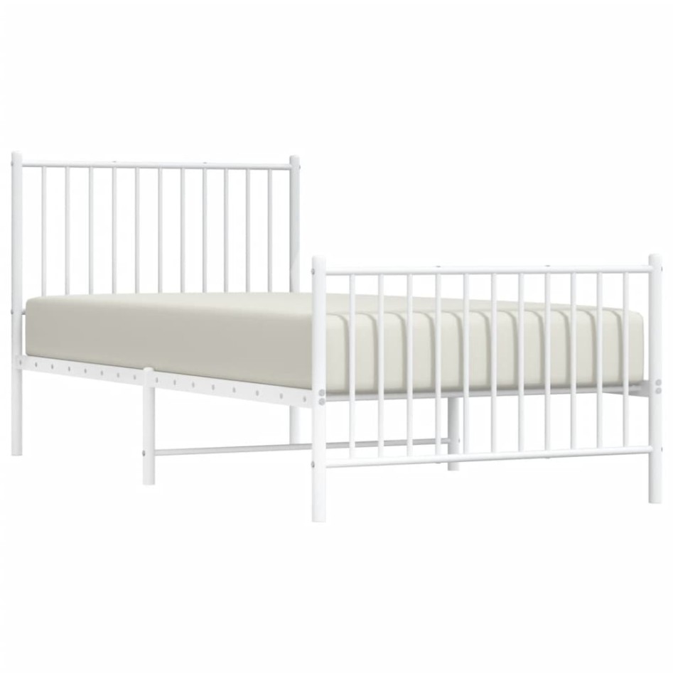 Estructura cama sin colchón con estribo metal blanco 90x200