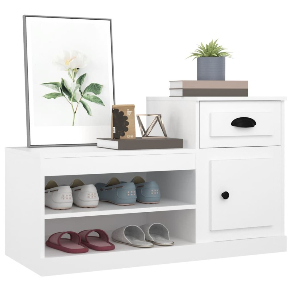Mueble zapatero madera contrachapada blanco 100x42x60