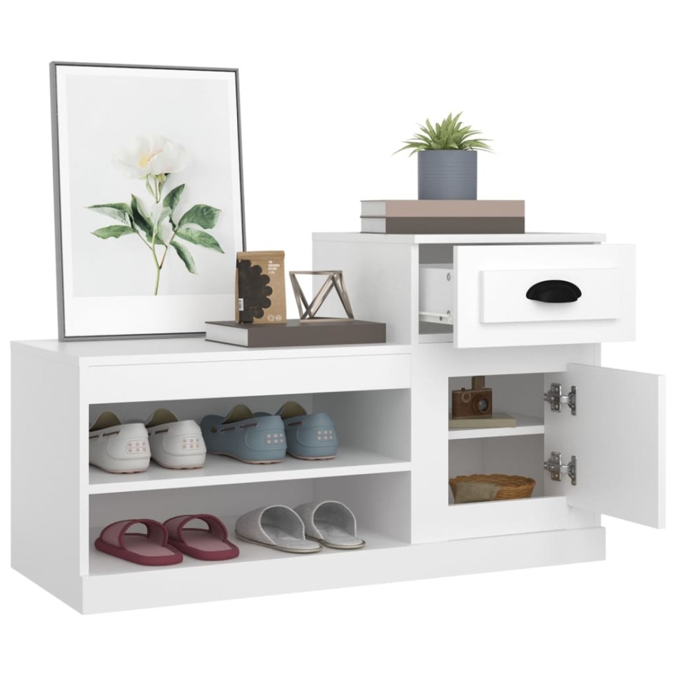 Mueble zapatero madera contrachapada blanco 100x42x60