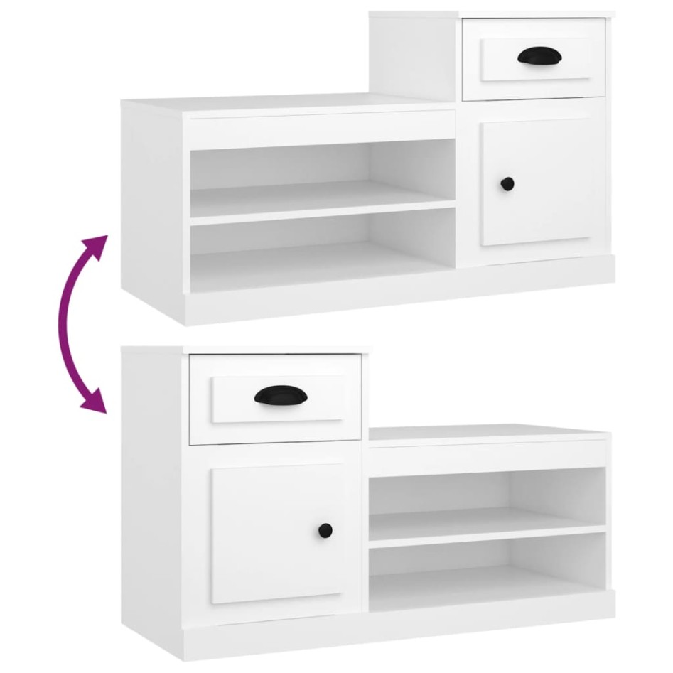 Mueble zapatero madera contrachapada blanco 100x42x60