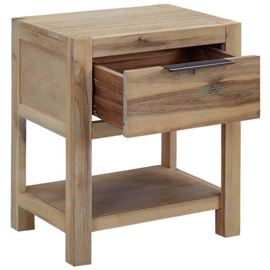 Mesita de noche con cajón madera acacia maciza 40x30x48