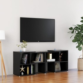 Mueble de TV madera contrachapada negro brillante 104x30x52