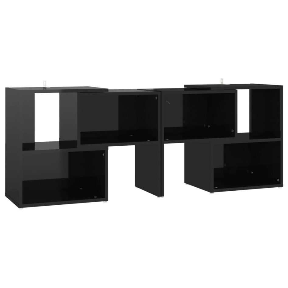 Mueble de TV madera contrachapada negro brillante 104x30x52