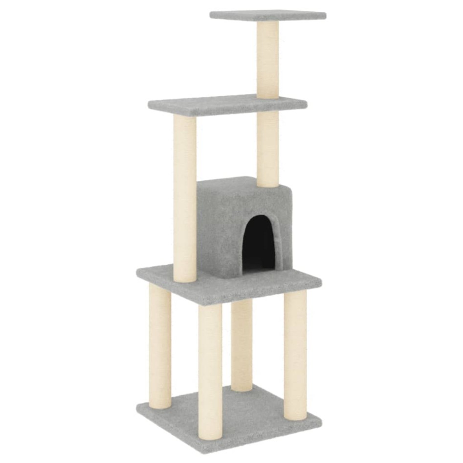 Rascador para gatos con postes de sisal gris claro 105