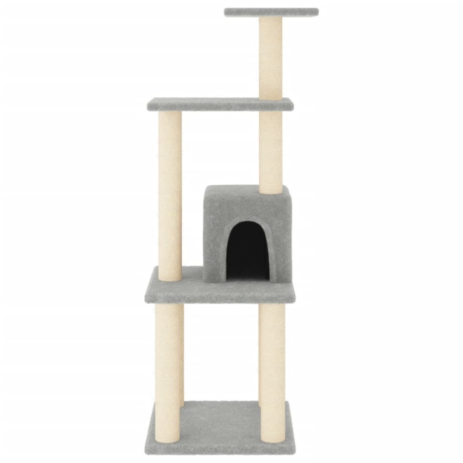 Rascador para gatos con postes de sisal gris claro 105