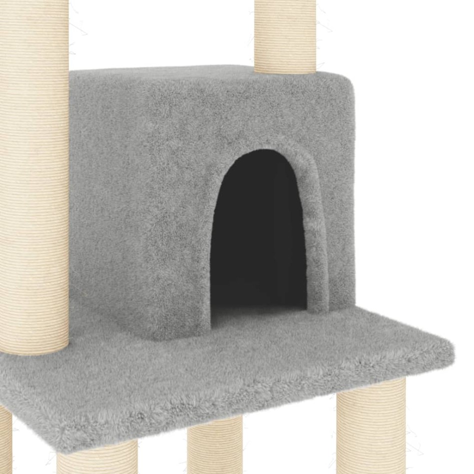 Rascador para gatos con postes de sisal gris claro 105