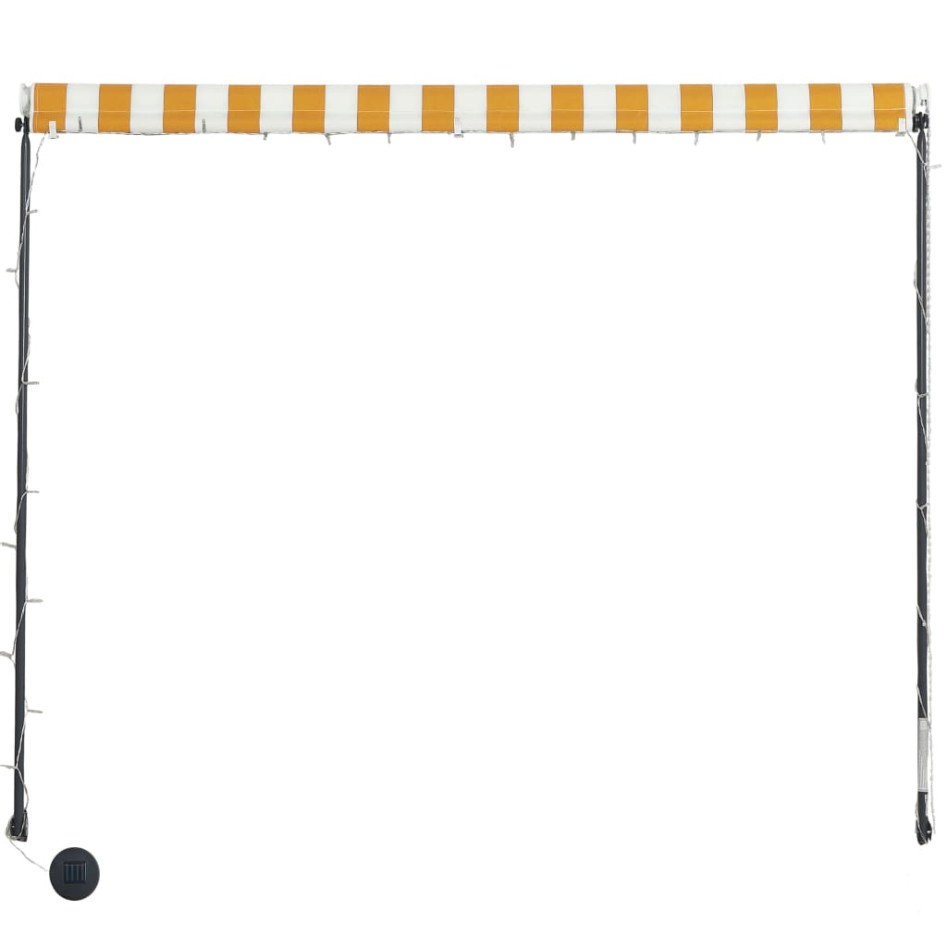 Toldo retráctil con LED amarillo y blanco 250x150