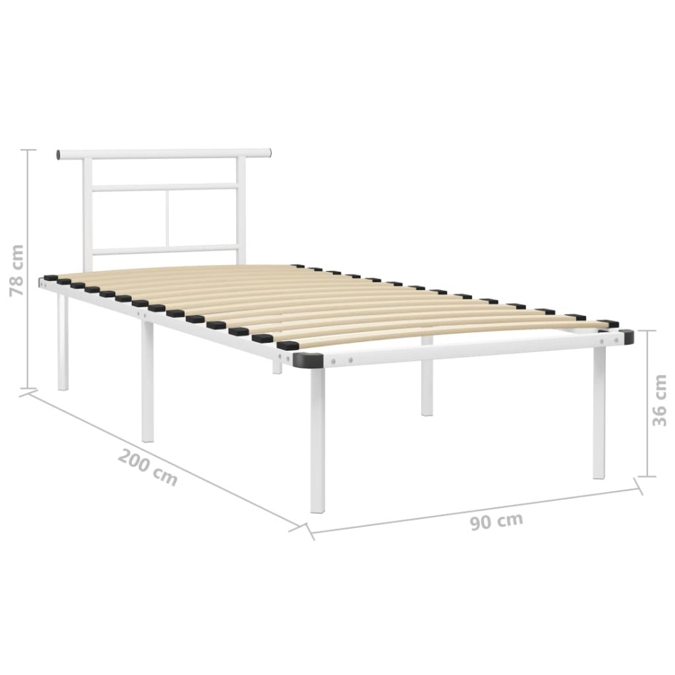 Estructura de cama sin colchón metal blanco 90x200