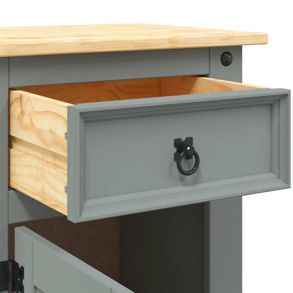 Mesita de noche Corona Range pino mexicano gris 53x39x67