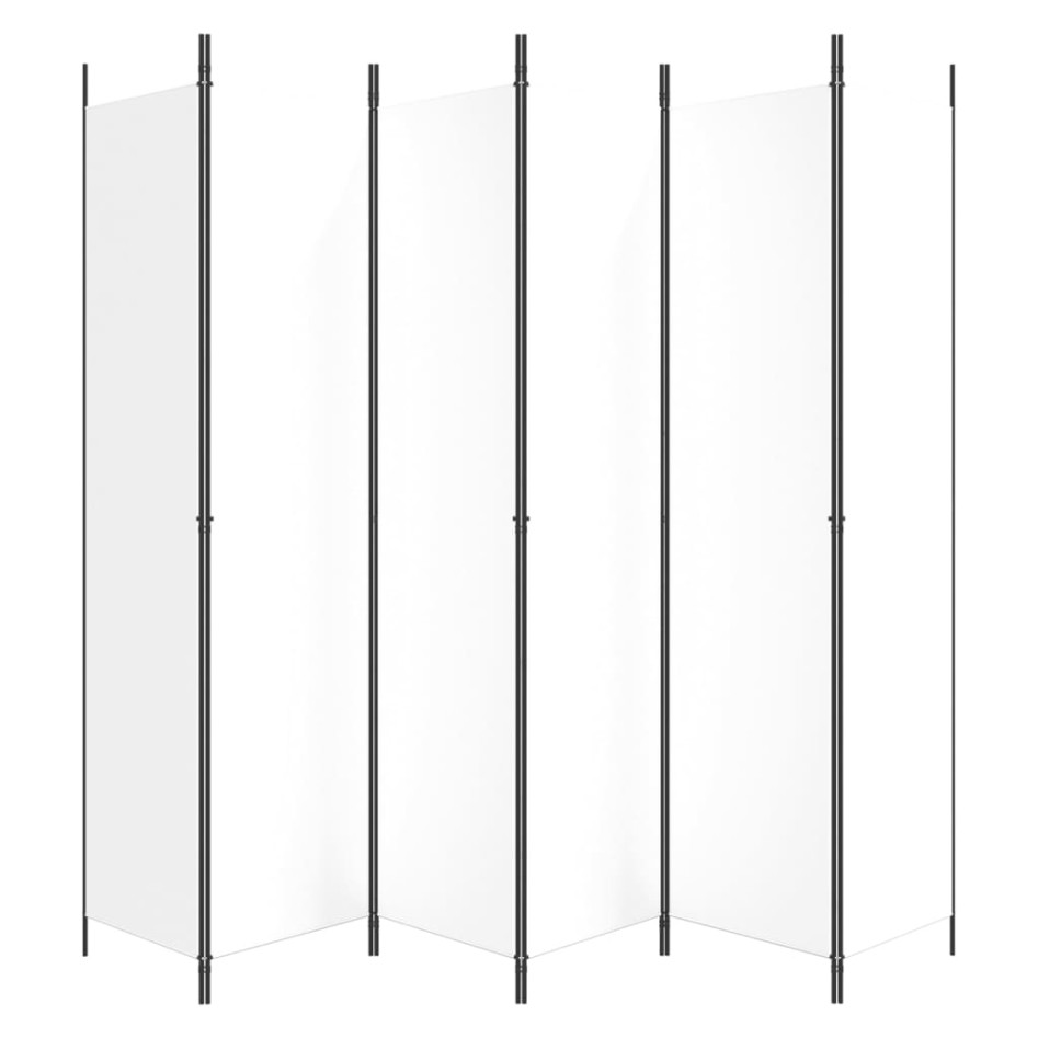 Biombo divisor de 6 paneles de tela blanco 300x220