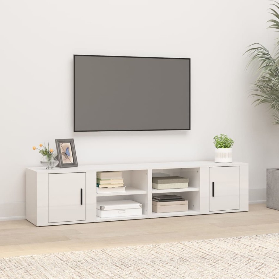 Muebles para TV 2 uds madera blanco brillo 80x31,5x36
