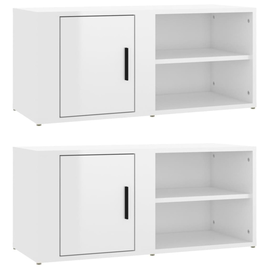 Muebles para TV 2 uds madera blanco brillo 80x31,5x36