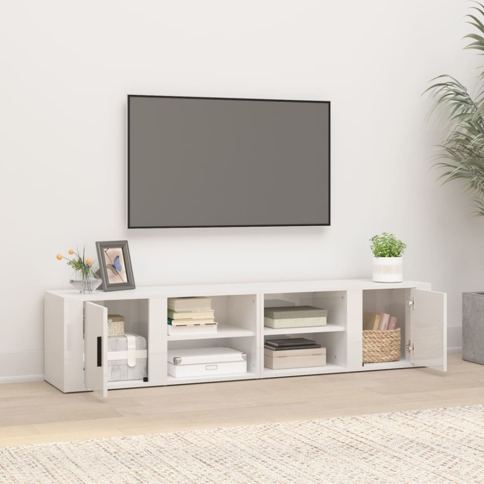 Muebles para TV 2 uds madera blanco brillo 80x31,5x36
