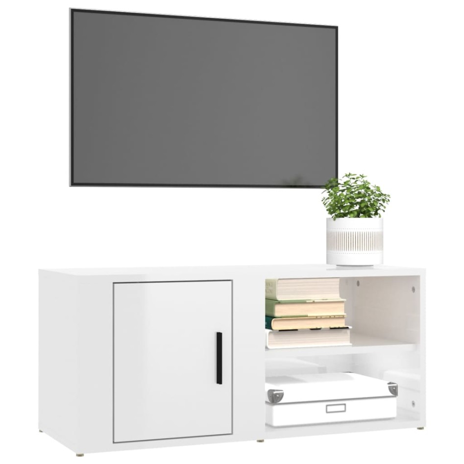 Muebles para TV 2 uds madera blanco brillo 80x31,5x36