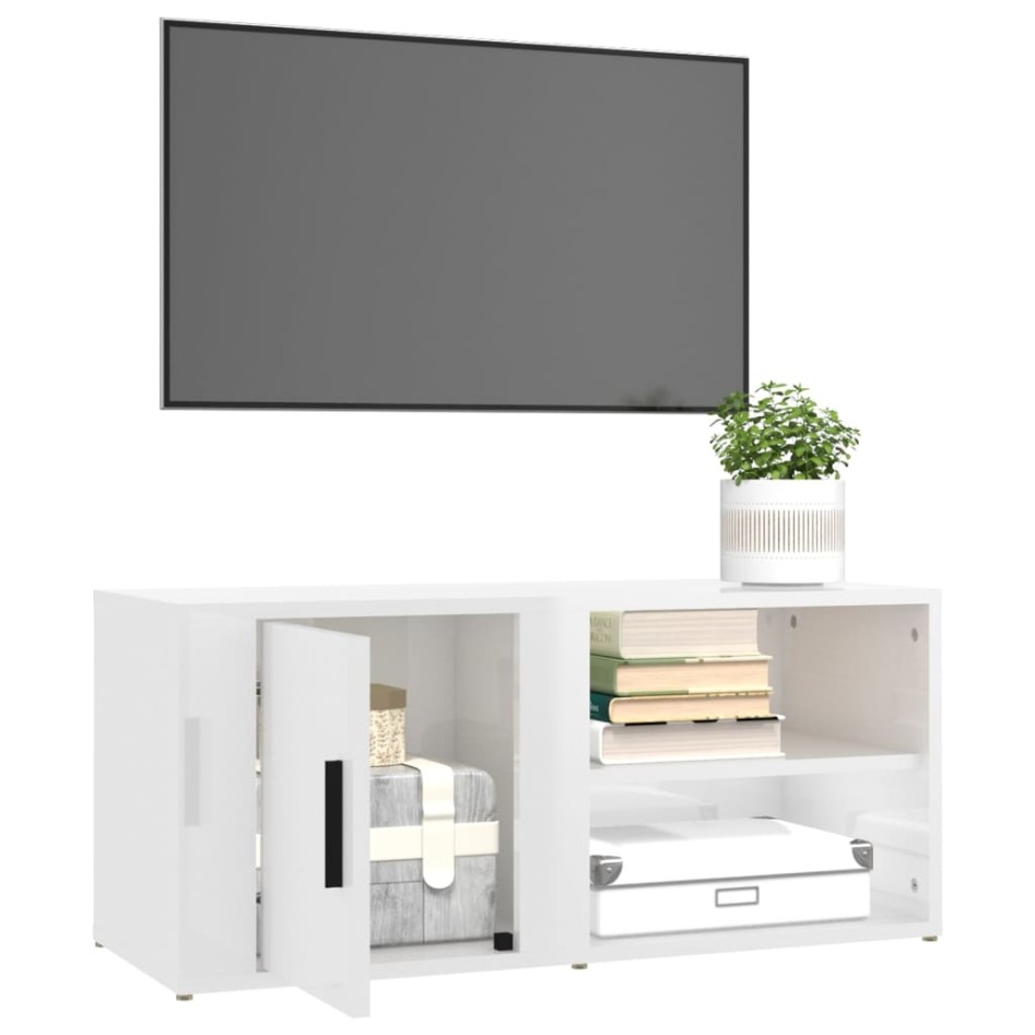 Muebles para TV 2 uds madera blanco brillo 80x31,5x36