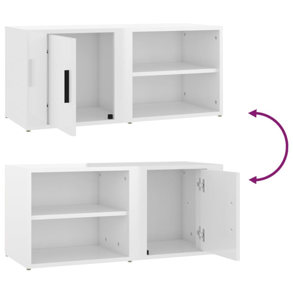 Muebles para TV 2 uds madera blanco brillo 80x31,5x36