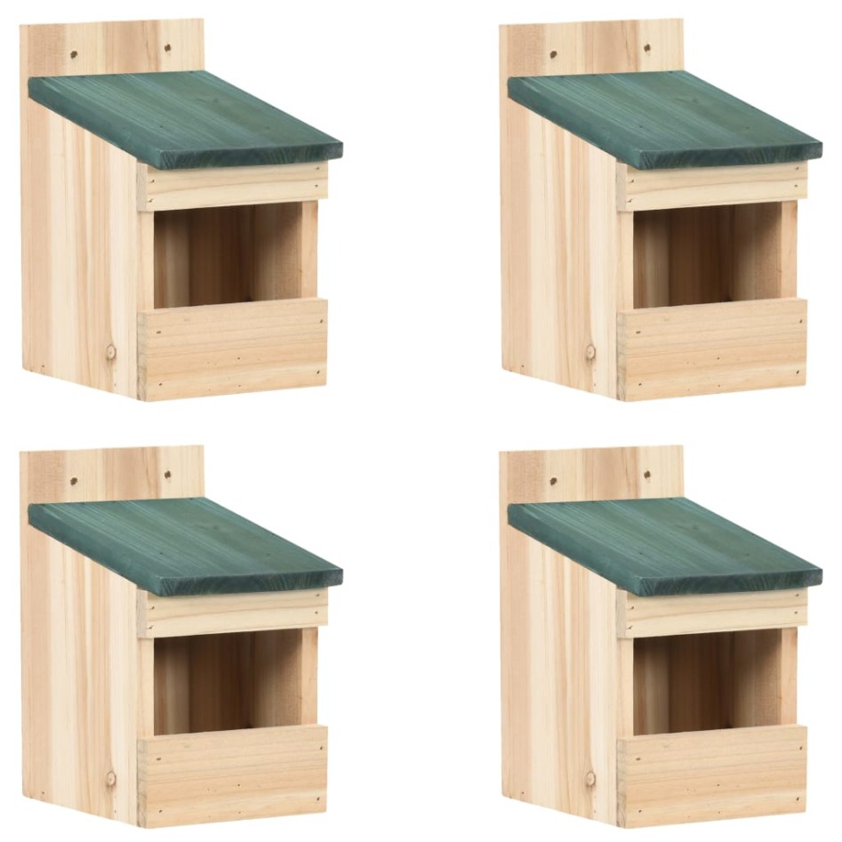 Casa para pájaros 4 unidades madera de abeto 12x16x20