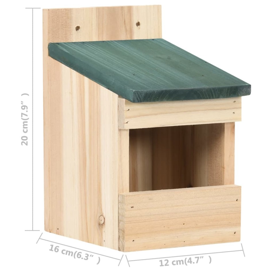 Casa para pájaros 4 unidades madera de abeto 12x16x20