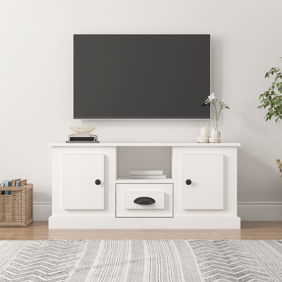 Mueble para TV madera contrachapada blanco 100x35,5x45