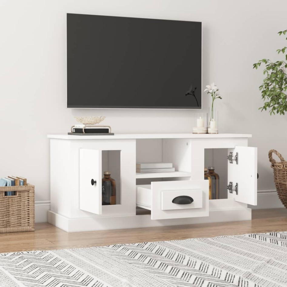Mueble para TV madera contrachapada blanco 100x35,5x45