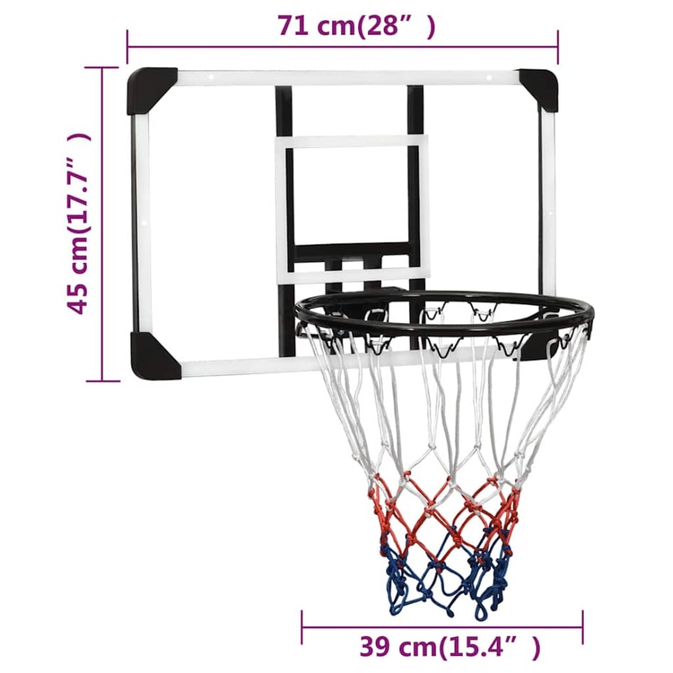 Tablero de baloncesto policarbonato transparente 71x45x2,5