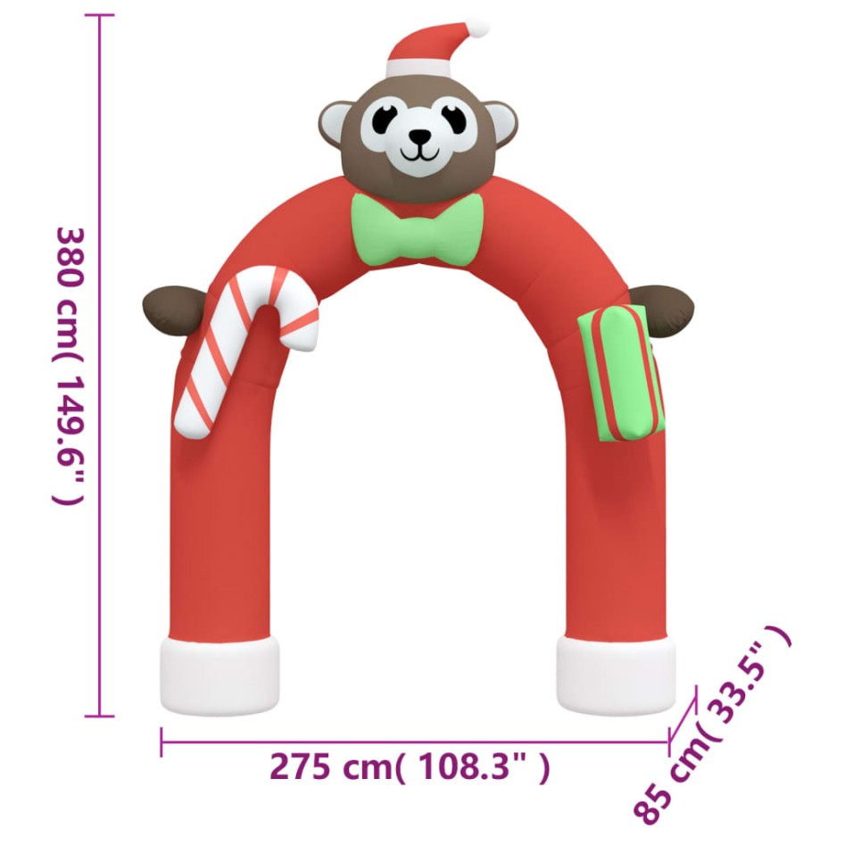 Puerta de arco inflable de Navidad con LED 380