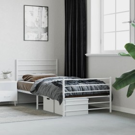 Estructura cama sin colchón con estribo metal blanco 90x190
