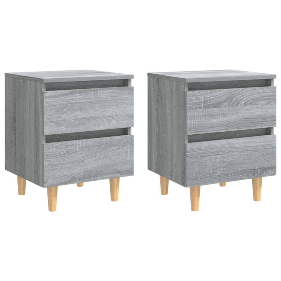 Mesitas de noche 2 uds patas de madera gris Sonoma 40x35x50
