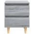 Mesitas de noche 2 uds patas de madera gris Sonoma 40x35x50