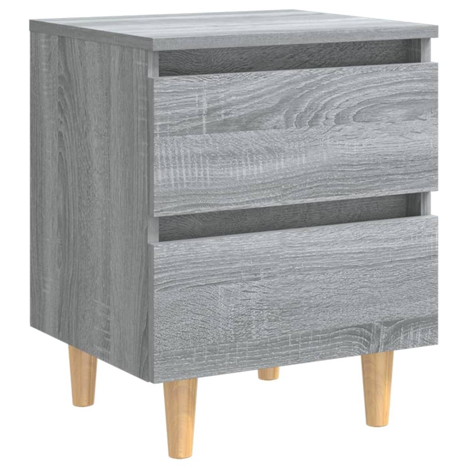 Mesitas de noche 2 uds patas de madera gris Sonoma 40x35x50
