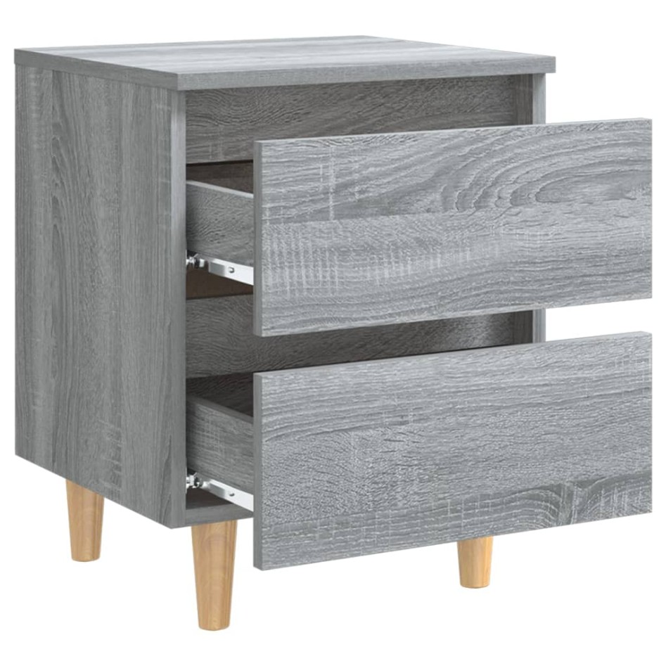 Mesitas de noche 2 uds patas de madera gris Sonoma 40x35x50