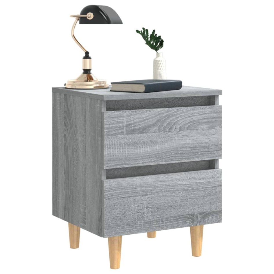 Mesitas de noche 2 uds patas de madera gris Sonoma 40x35x50