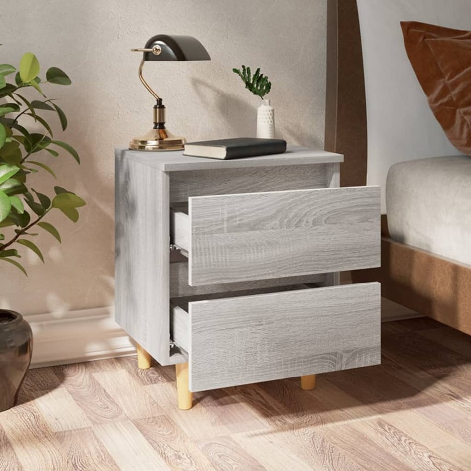 Mesitas de noche 2 uds patas de madera gris Sonoma 40x35x50