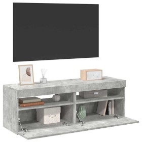 Muebles de TV con luces LED 2 uds gris hormigón 60x35x40