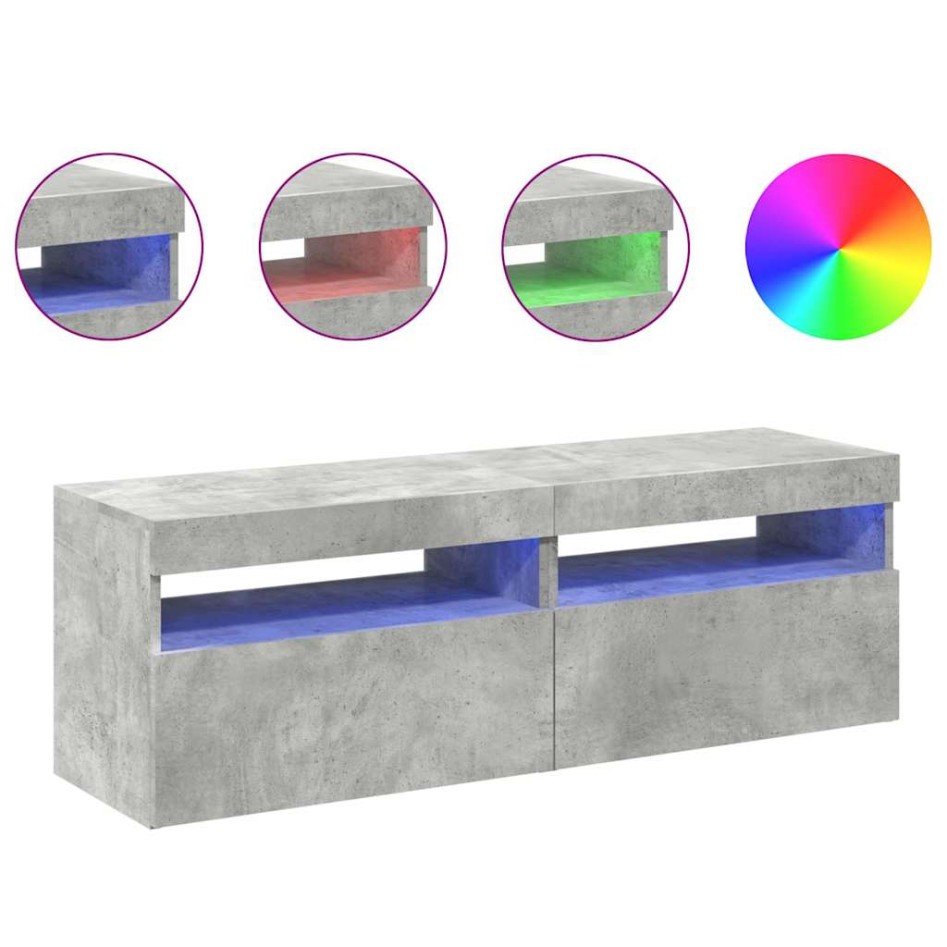 Muebles de TV con luces LED 2 uds gris hormigón 60x35x40