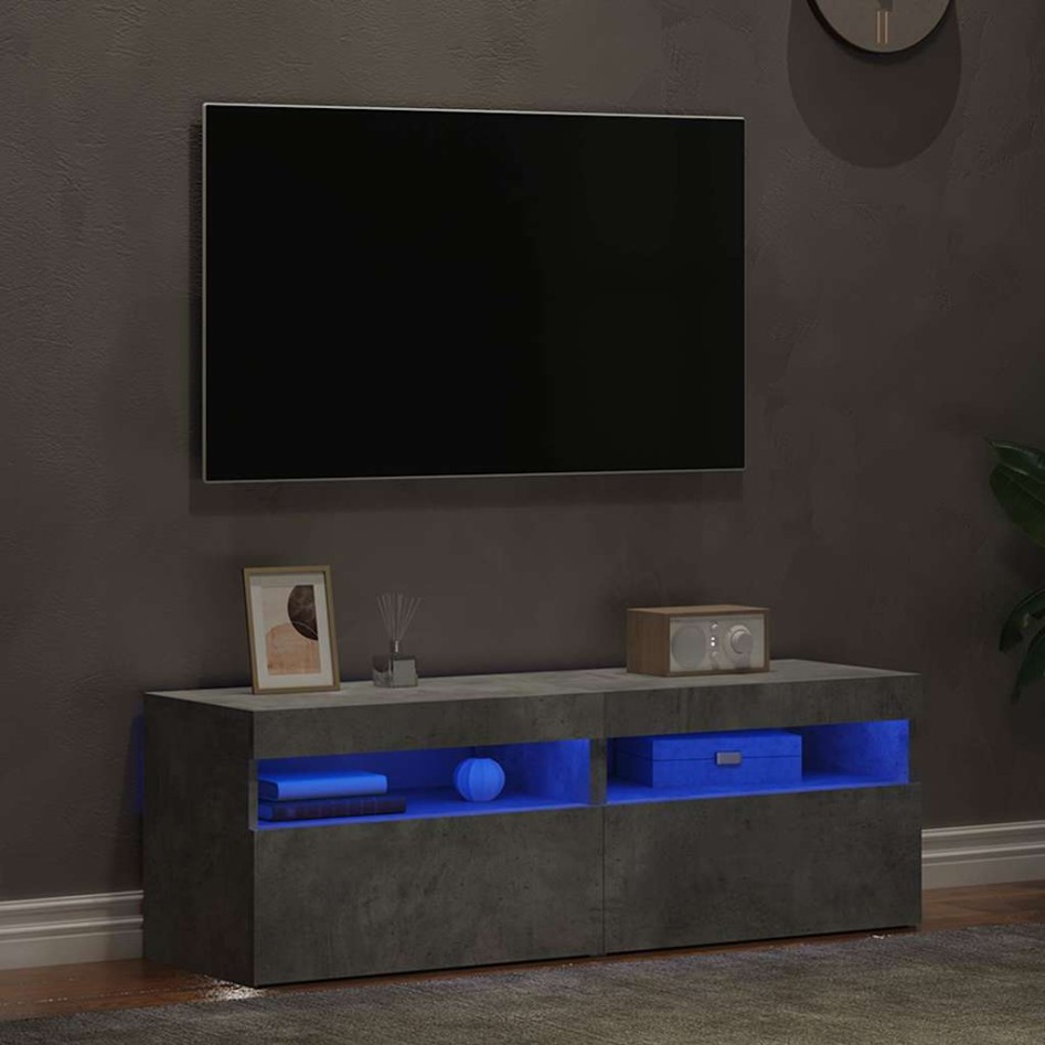 Muebles de TV con luces LED 2 uds gris hormigón 60x35x40