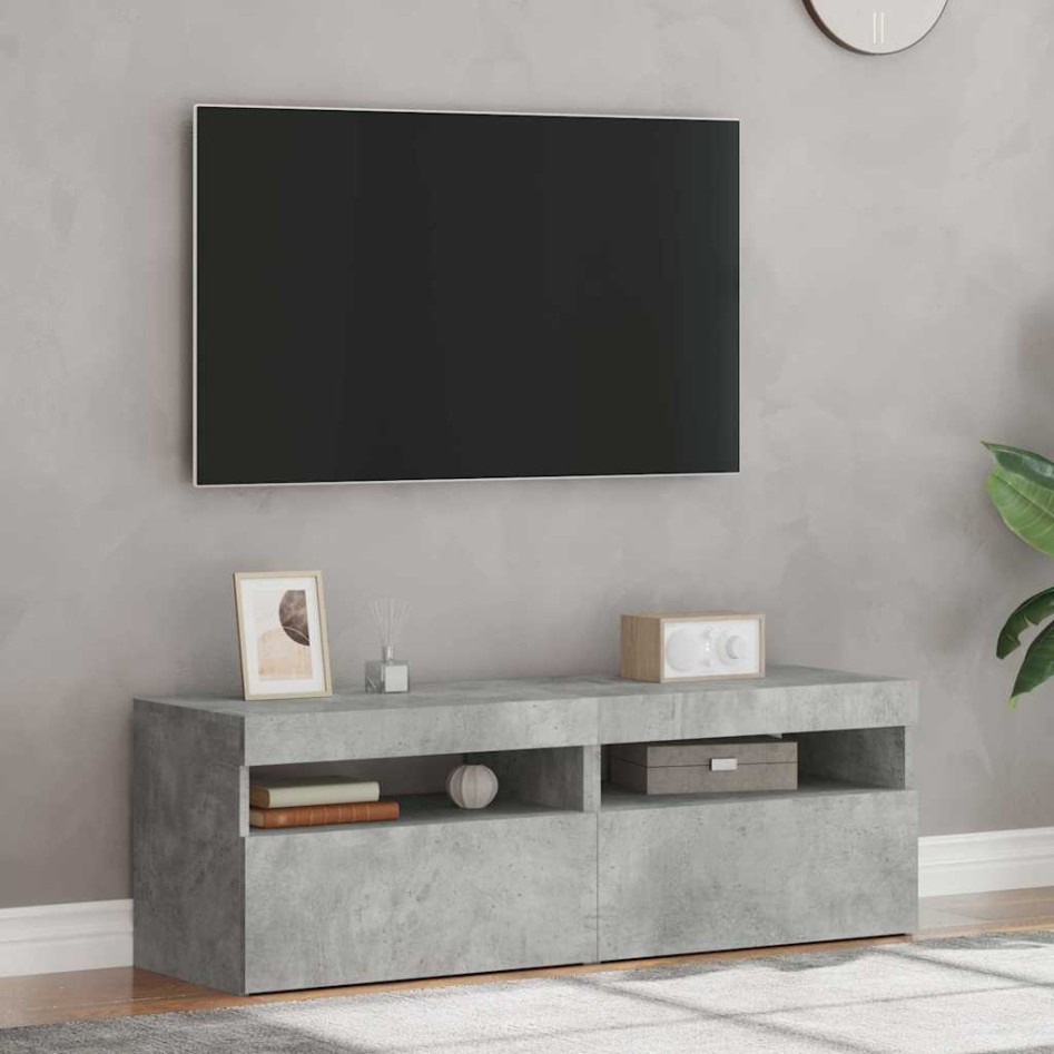 Muebles de TV con luces LED 2 uds gris hormigón 60x35x40