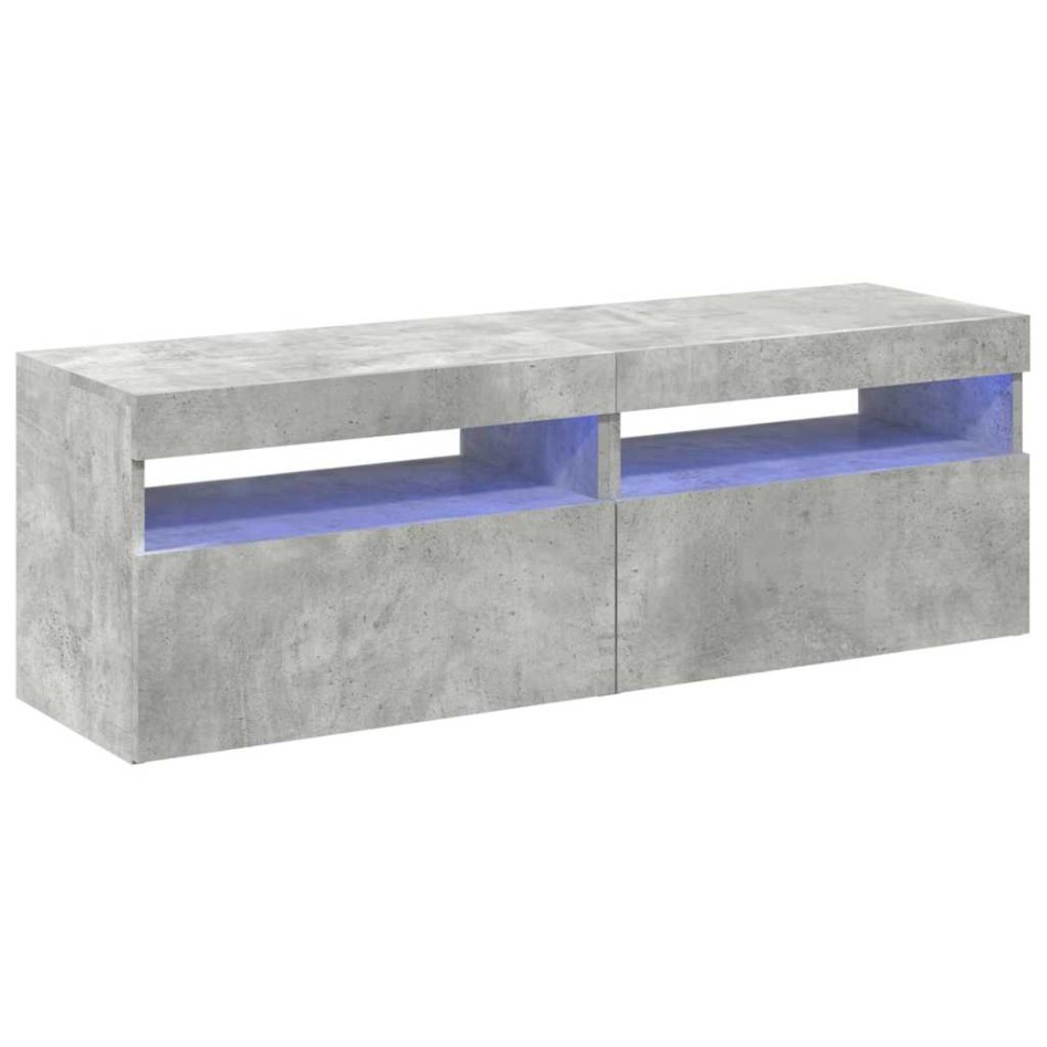 Muebles de TV con luces LED 2 uds gris hormigón 60x35x40
